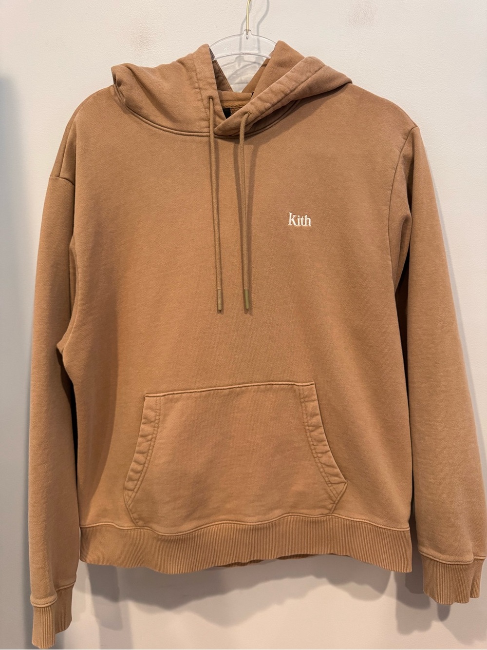 Kith Women Washed Jane Hoodie - Chai Tan Beige Serif Logo Sweatshirt M